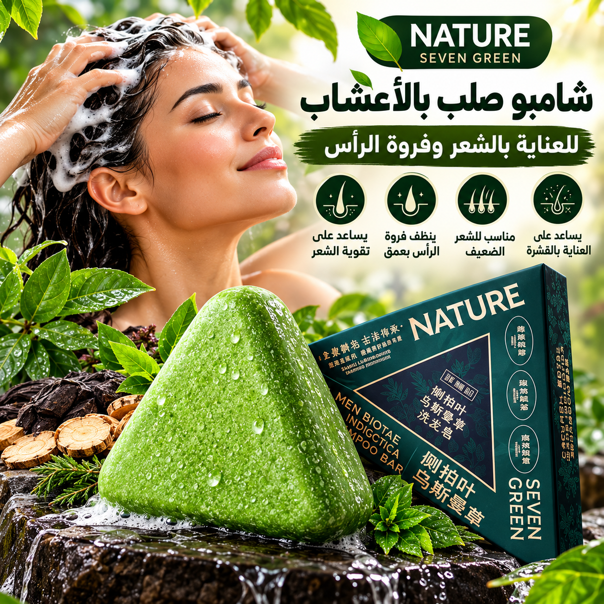 شامبو صلب بالأعشاب للعناية بالشعر وفروة الرأس 🌿
